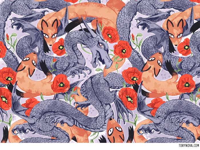 Kitune Dragon Print | Torynova.com