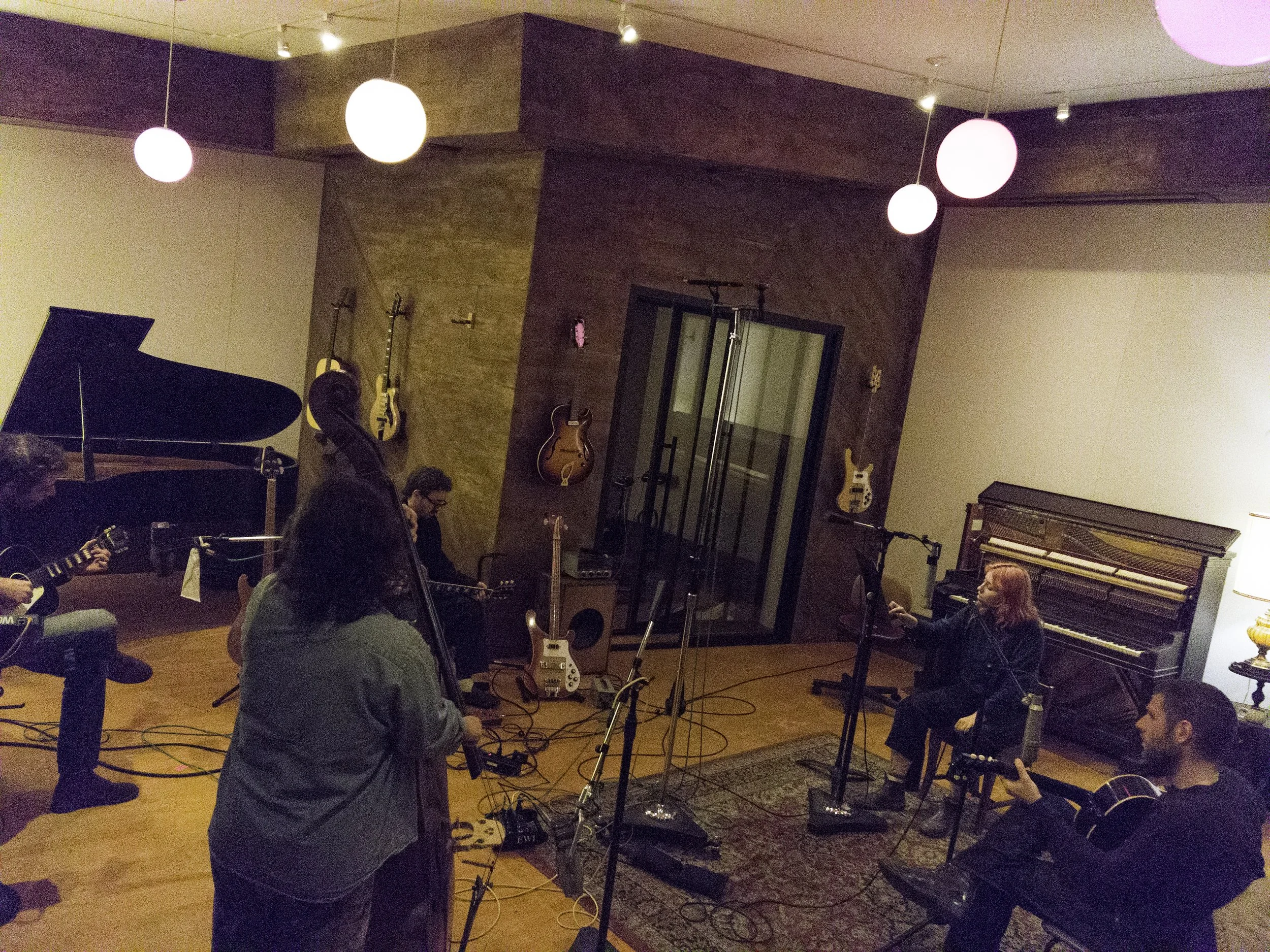  recording some Meernaa with Dylan Day, Harry Whitford, Benny Bock, Eliana Athayde.  All live no headphones  
