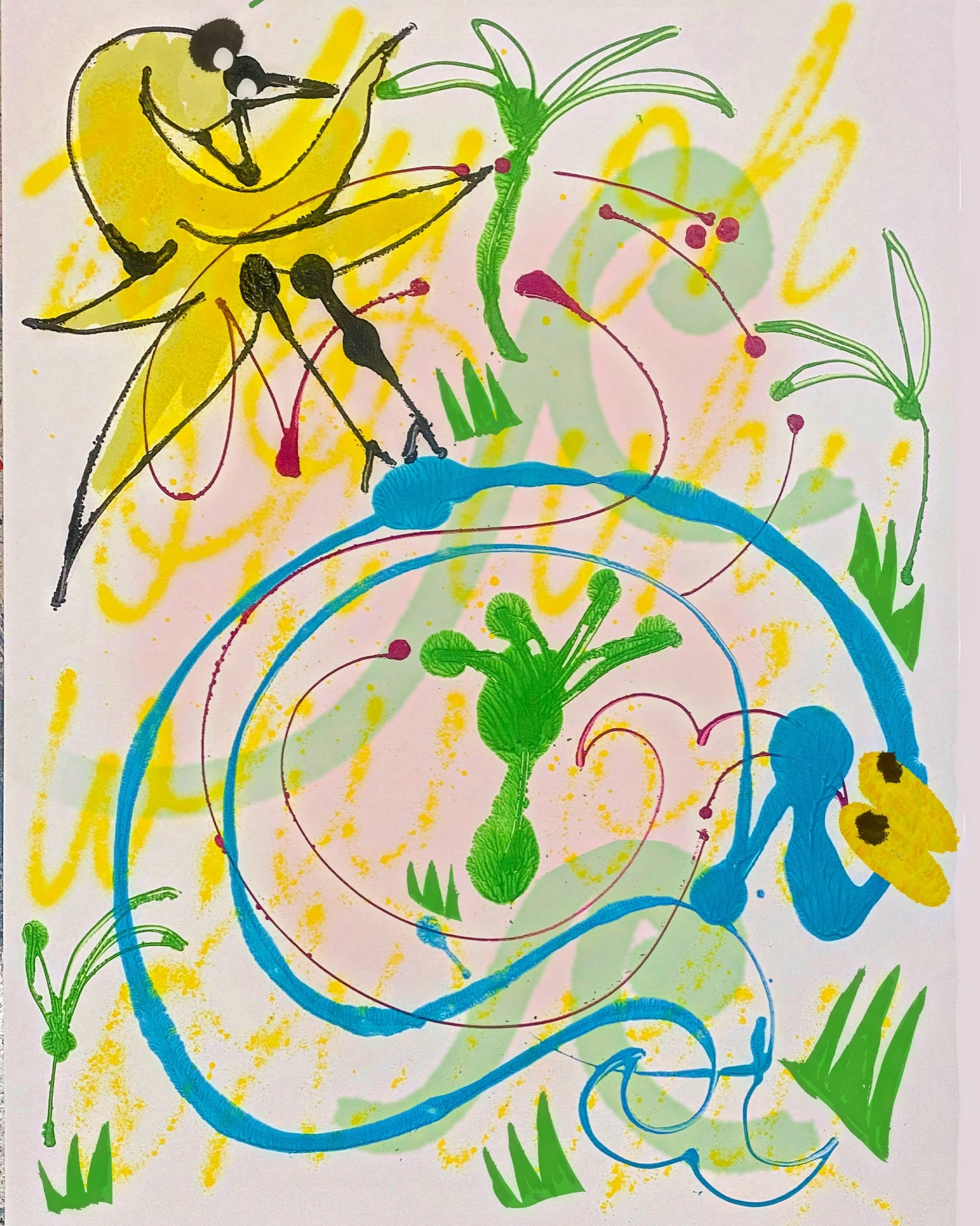 Snake Dinner 24x18 acrylic on paper 2024