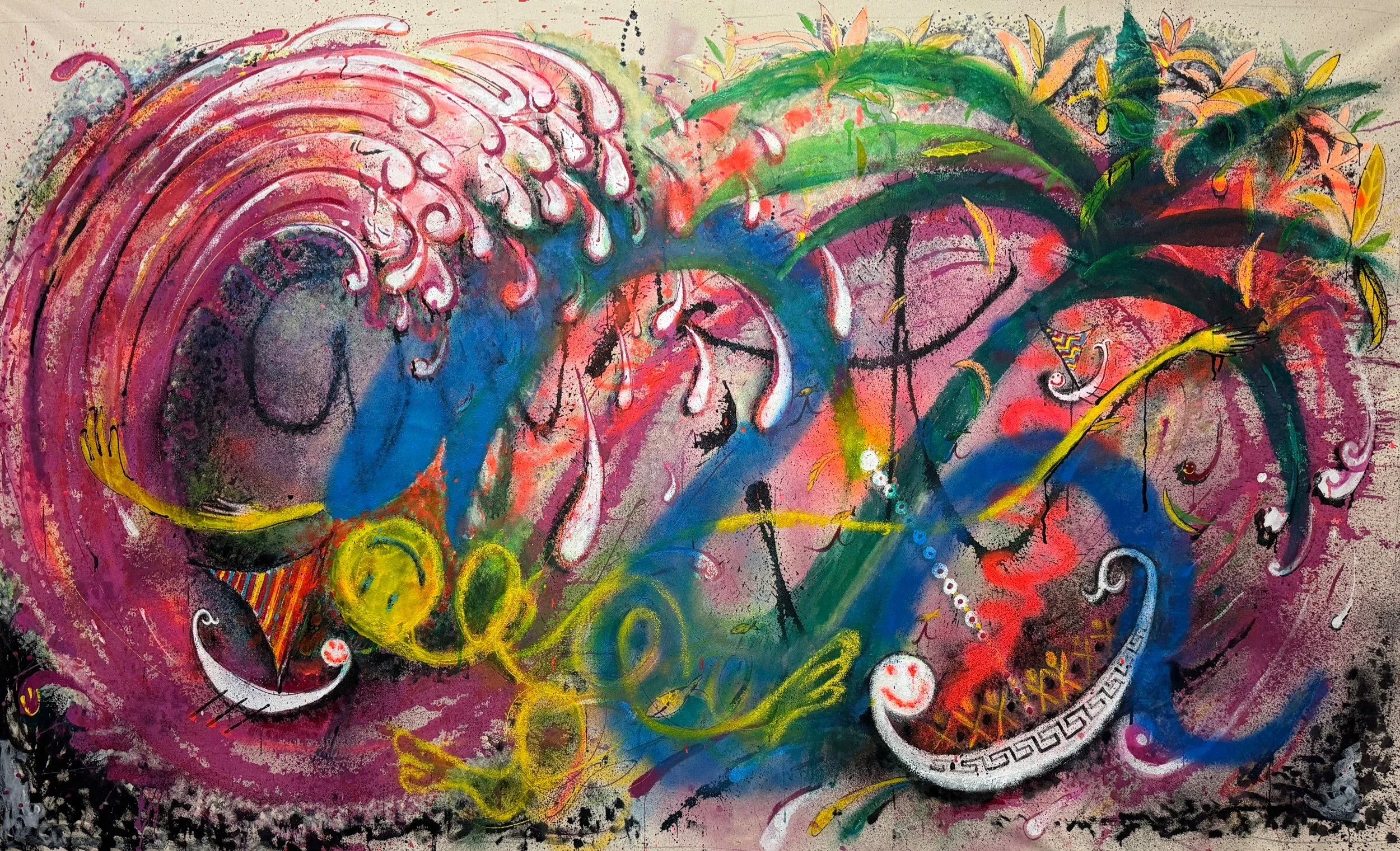 “Paradiso” 48x72 acrylic and spray paint on canvas 2025