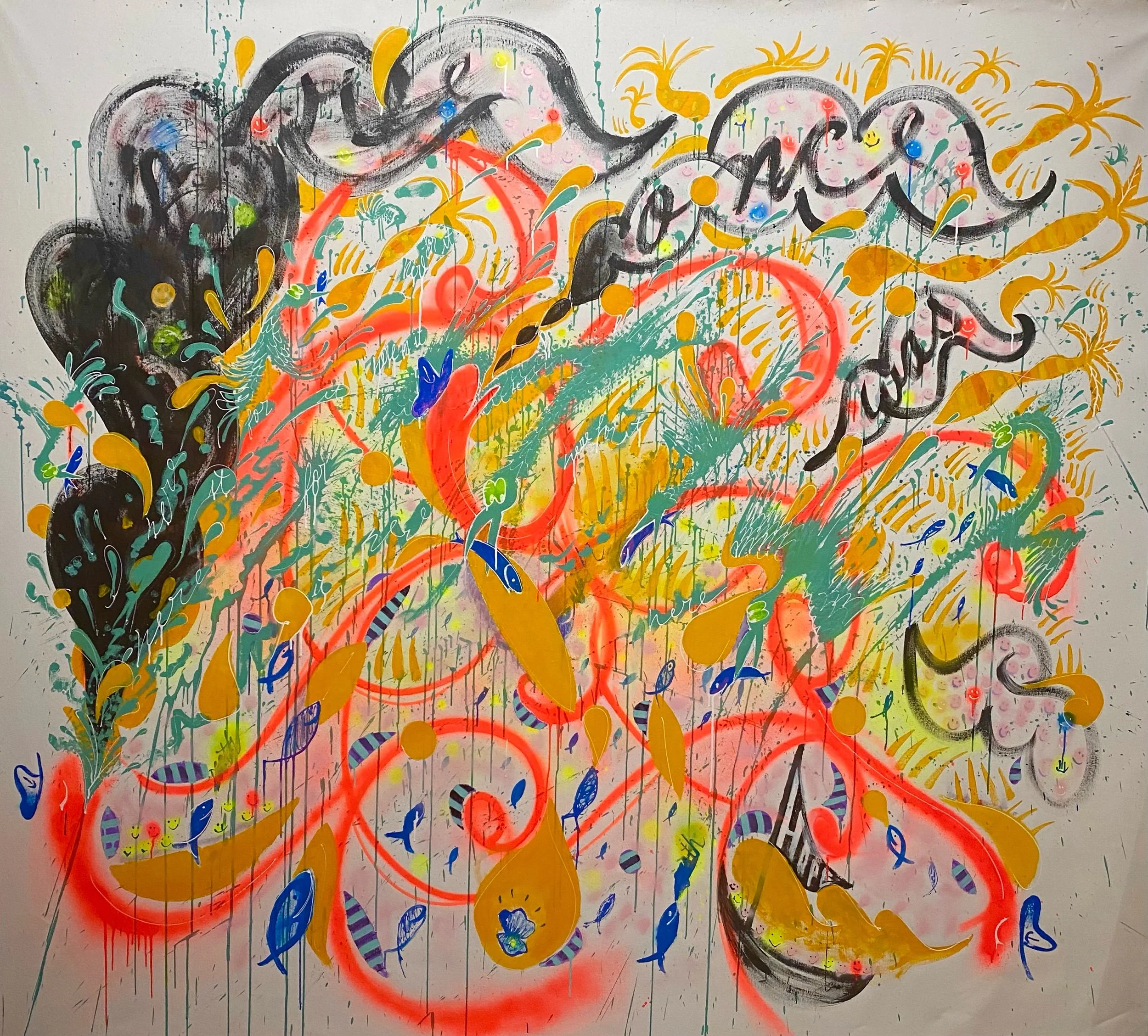 Once upon 72x72 spray paint on canvas 2023