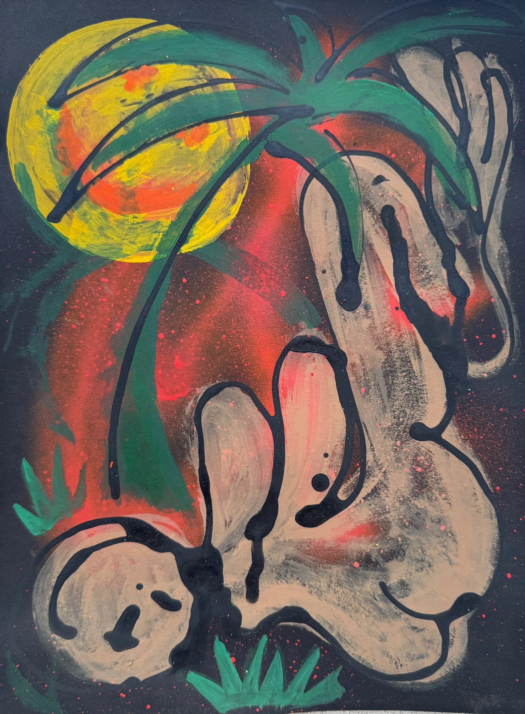 Sunbather 15x11 acrylic on paper 2025