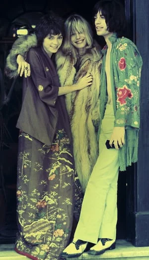 Anita Pallenberg with Michèle Breton and Mick Jagger on the set of Donald Cammell and Nicolas