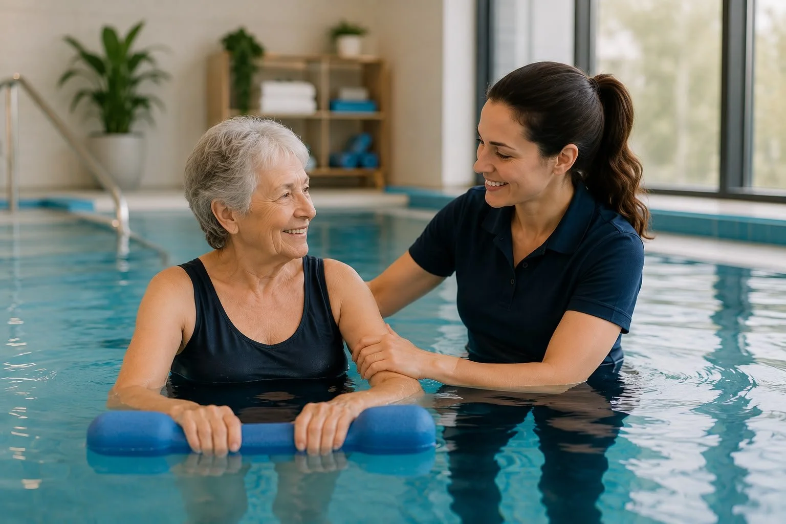Two women in a pool doing Hydrothrapy