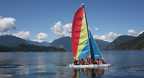 Sailing is a popular activity at Camp Kakhamela, located on picturesque Howe Sound in Gibsons, B.C. SUPPLIED 