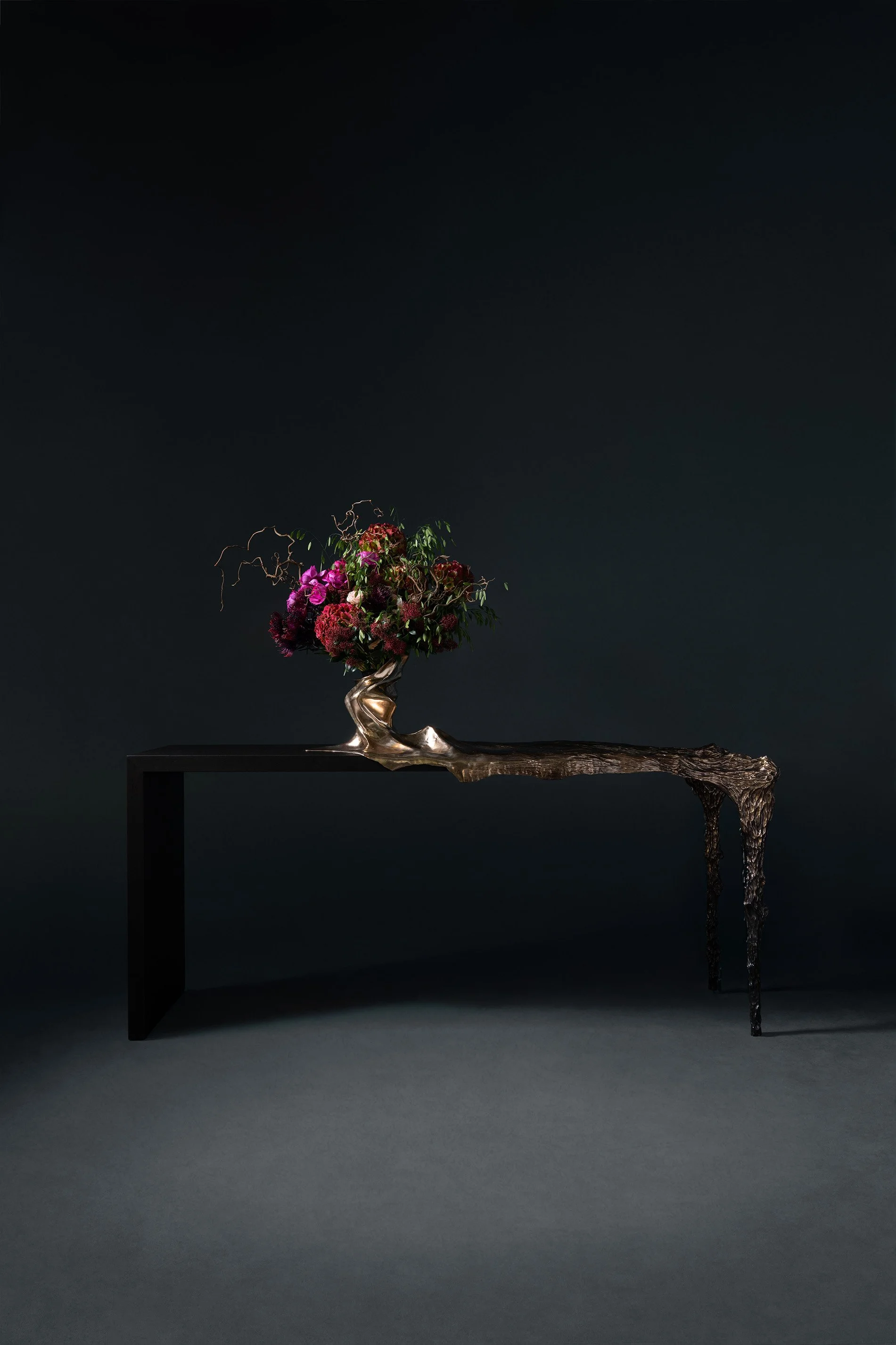 Every Breaking Wave Console by William Guillon, sculptural art console entirely hand-sculpted and cast in bronze using the lost-wax technique, designed as functional art for collectors and interior designers.