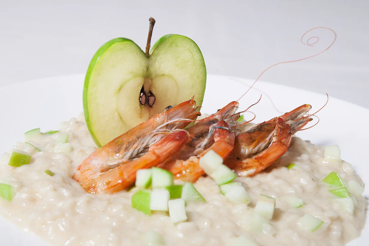 Risotto mit Granny Smith und Garnelenschwänzen