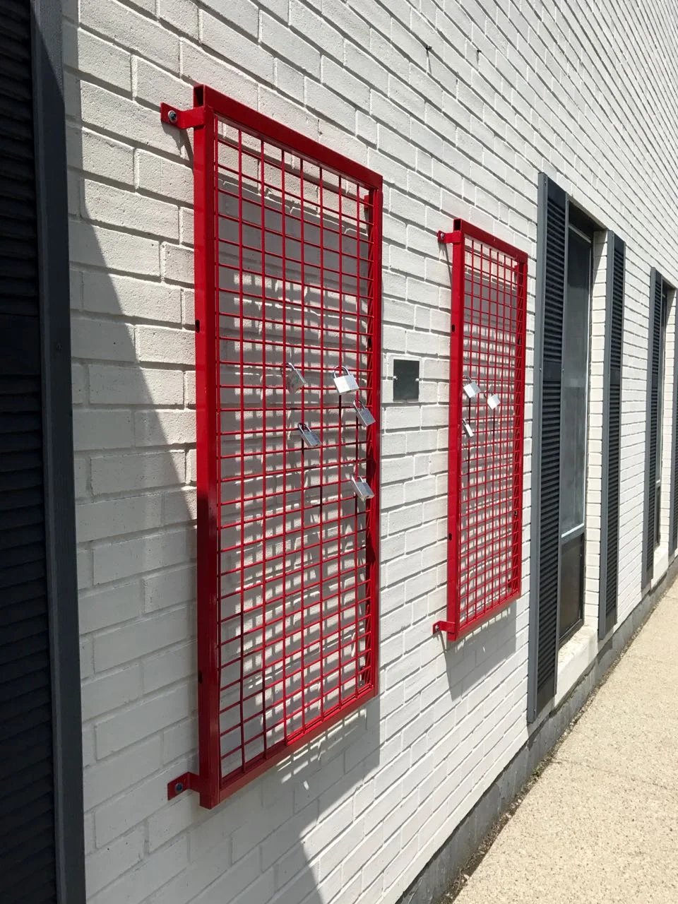 The wall outside the store is one of two places you can hang a lock.