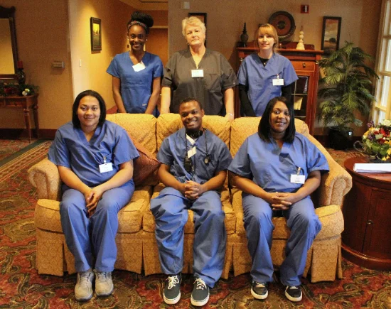 Top Row: Jakyrah Foster, Vickie Dilly (Instructor), Dora Lee. Front Row: Cyntauja Bell, Dexter Young, Brittney Denson