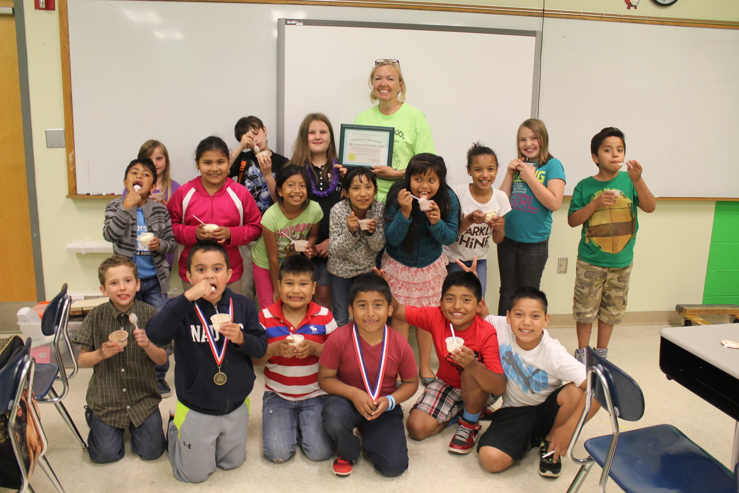 Out of all Hamblen County elementary and middle school classrooms, Ms. Cameron's third grade class at Hillcrest Elementary brought the most donations during last week's Sack Pack donation drive and won an ice cream party!