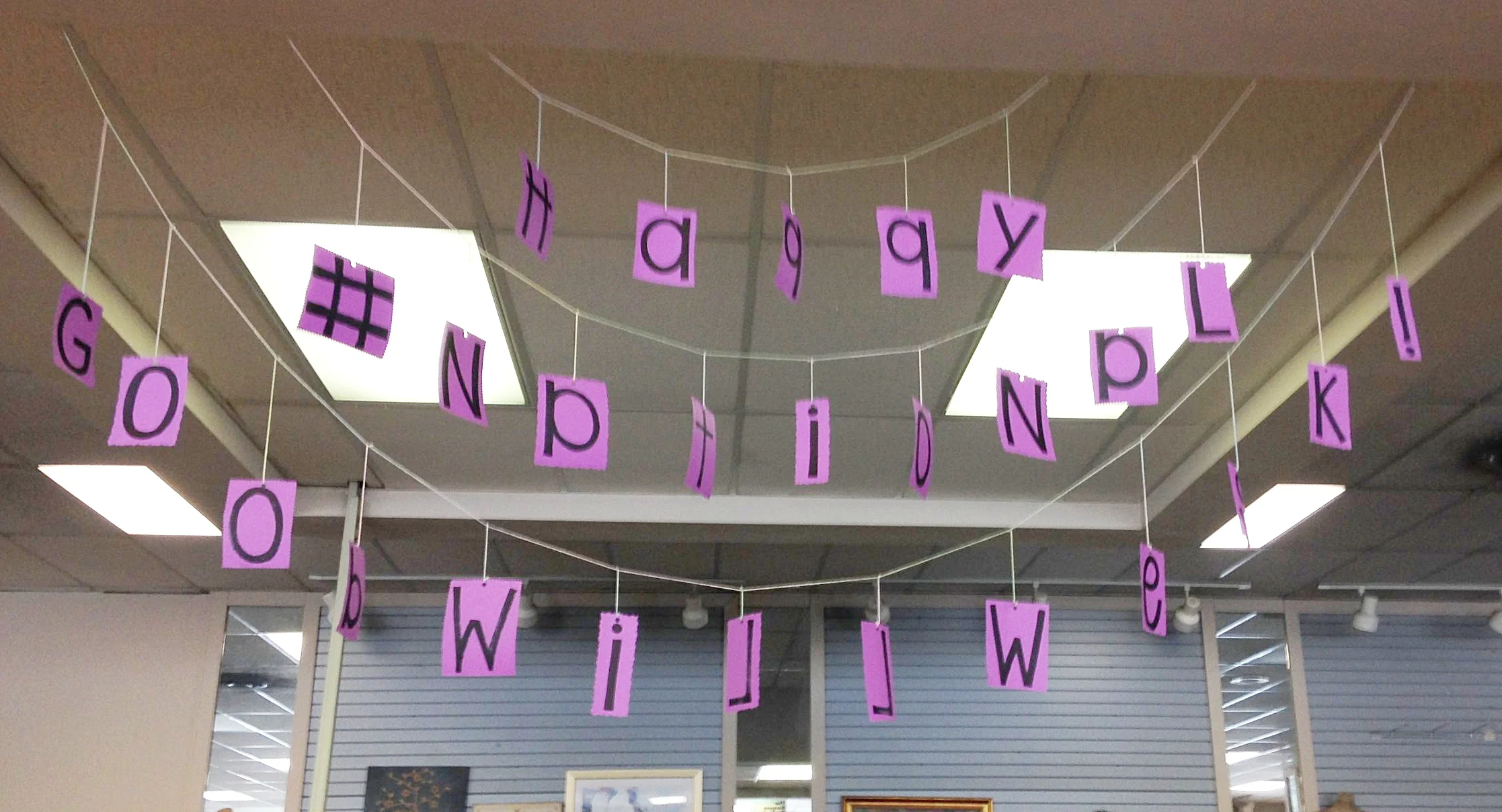 This National Goodwill Week banner greeted people at the Alcoa store.