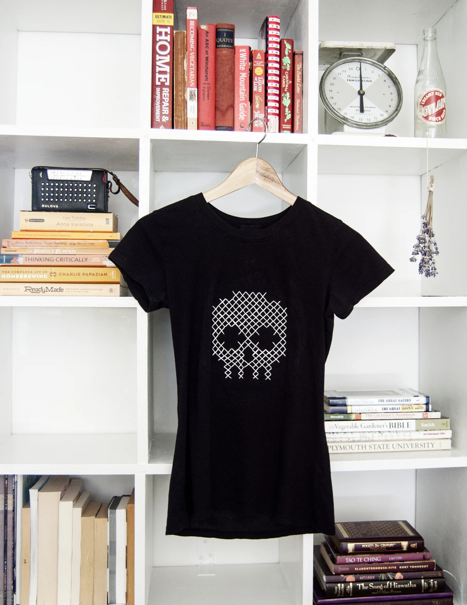DIY Cross-Stitched Skull Tee