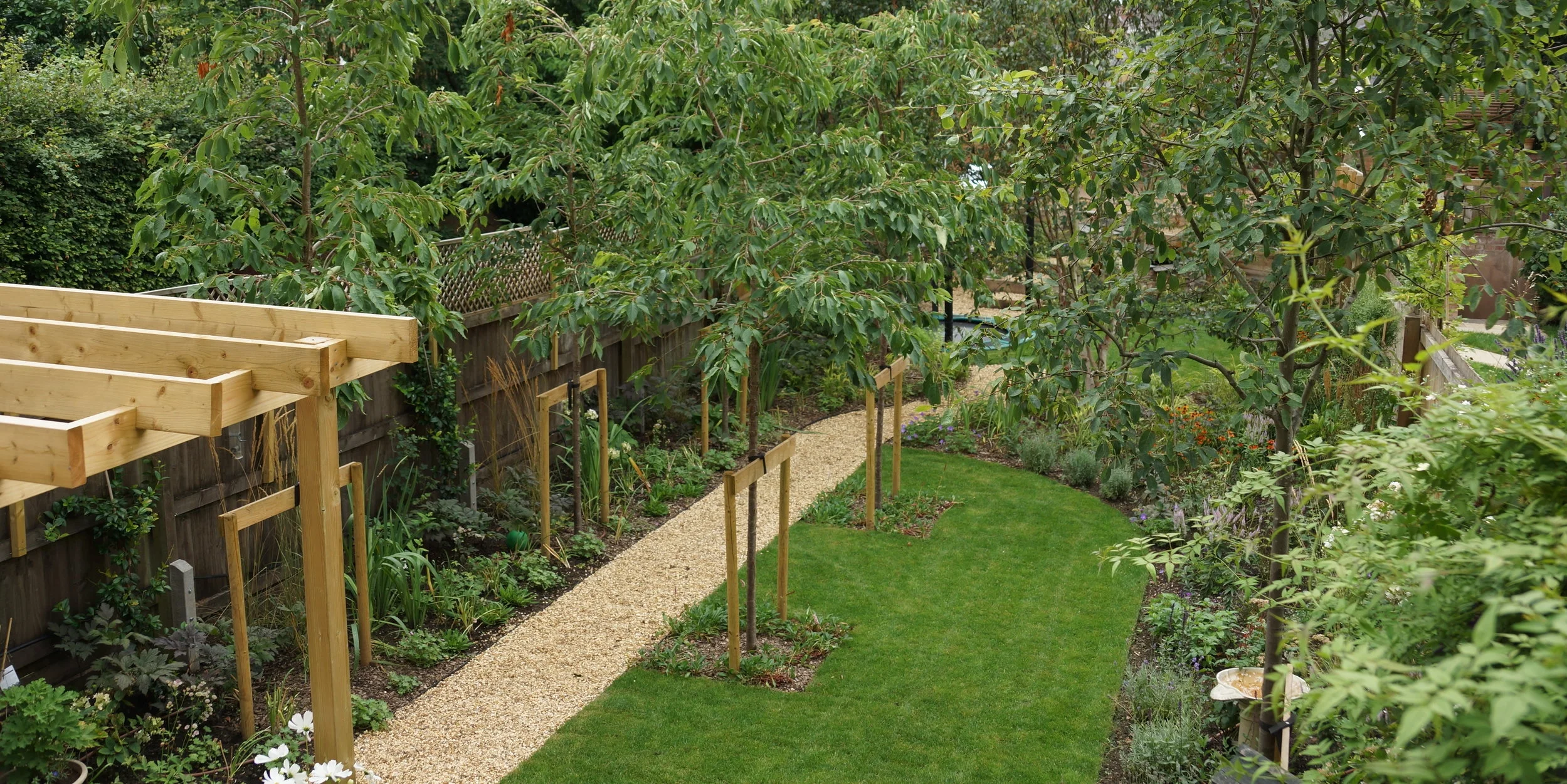 View from the balcony of the house, about two weeks after planting.