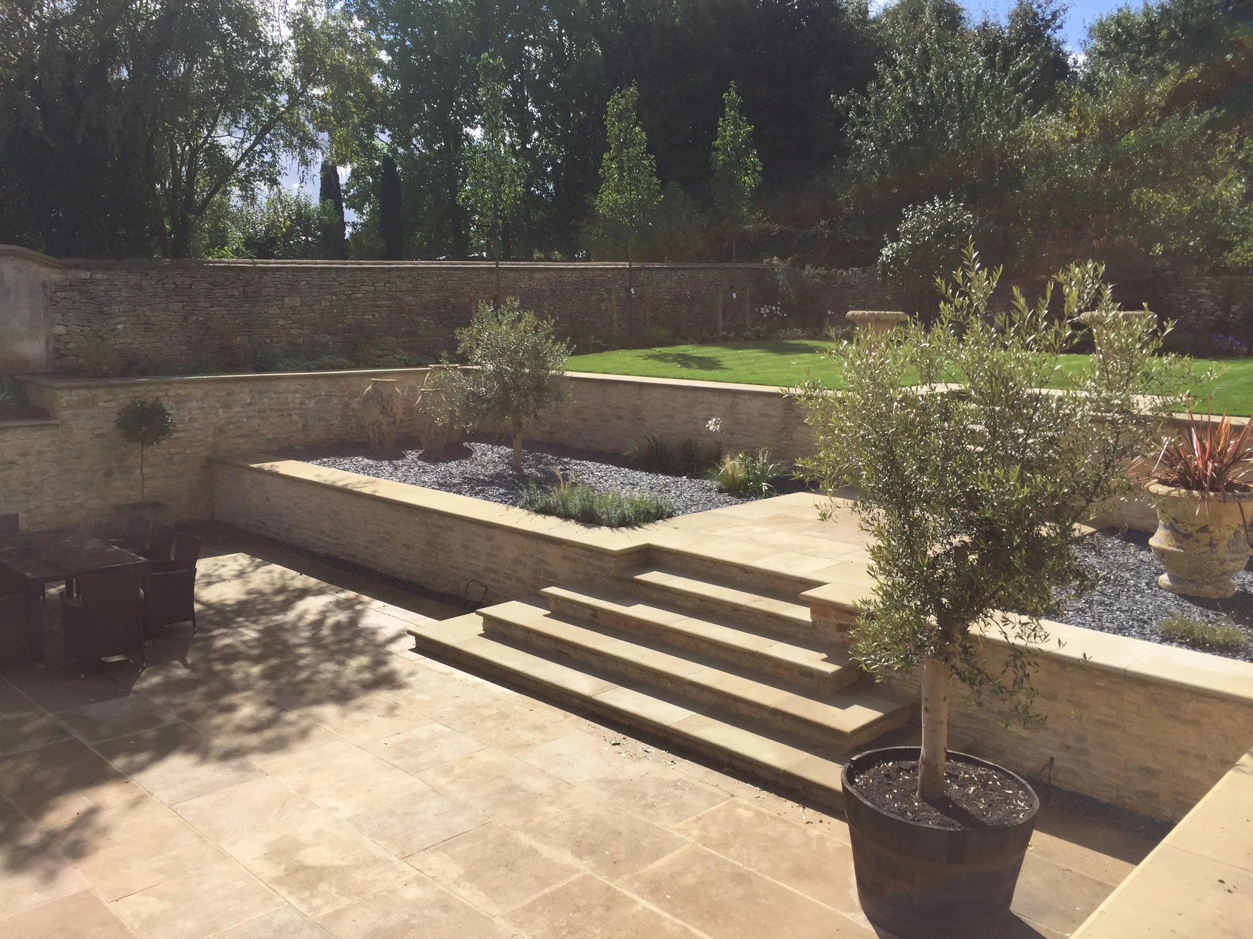 Yorkstone steps and terrace