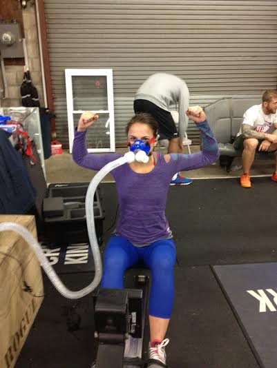 Rosalie tested her VO2 Max today... she makes that mask look good!