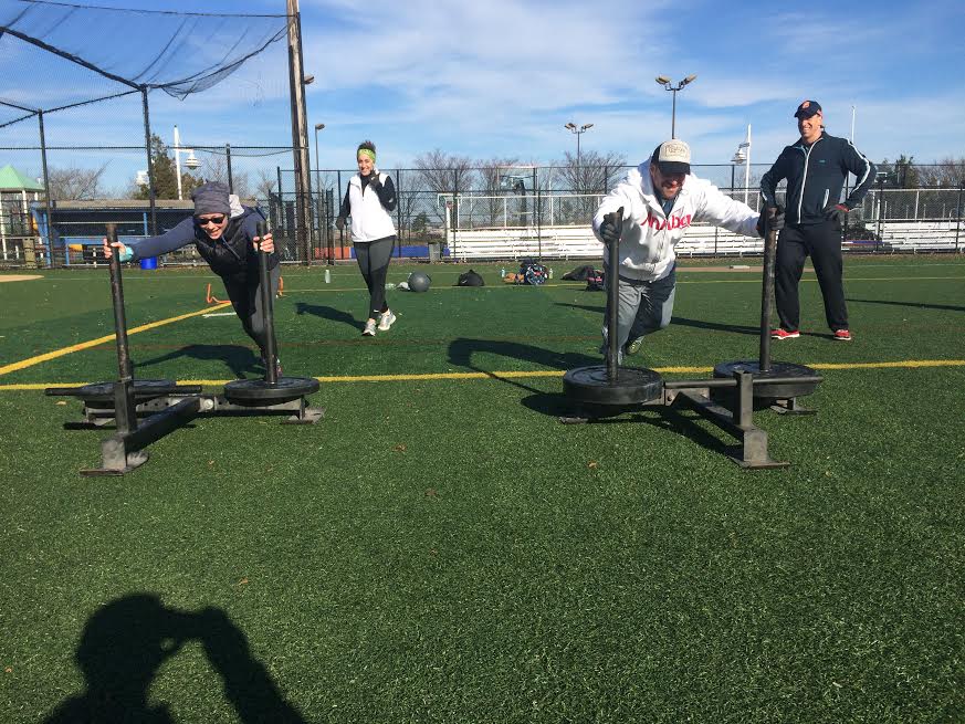If my shadow wasn't in it this is frame worthy. Check out the handsome couple pushing the sleds.