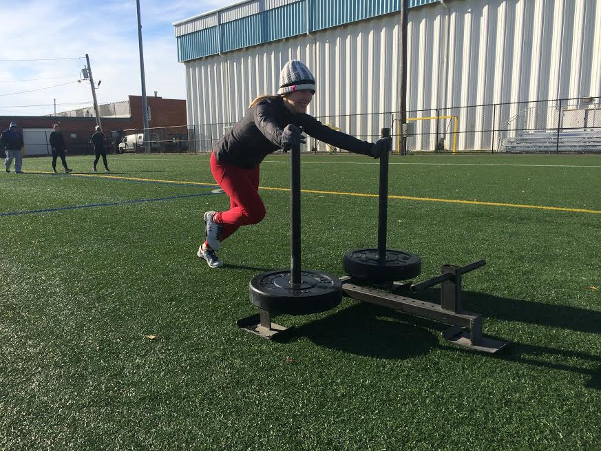 Julia: "i'm not sure if I can push the heavier sled" - It wasn't heavy enough!