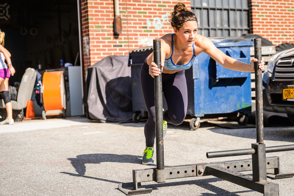Amanda hitting the sled sprints