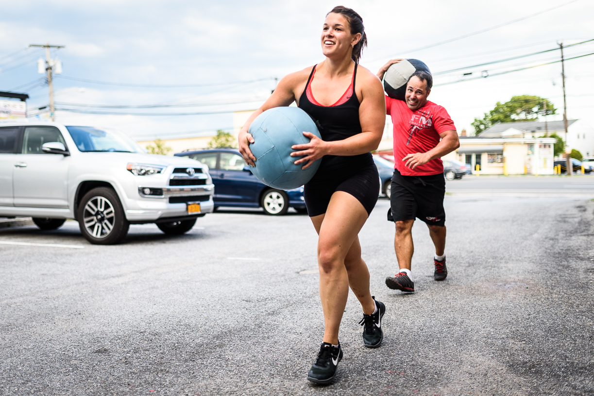 Donna and Carlos way too happy on the medball runs