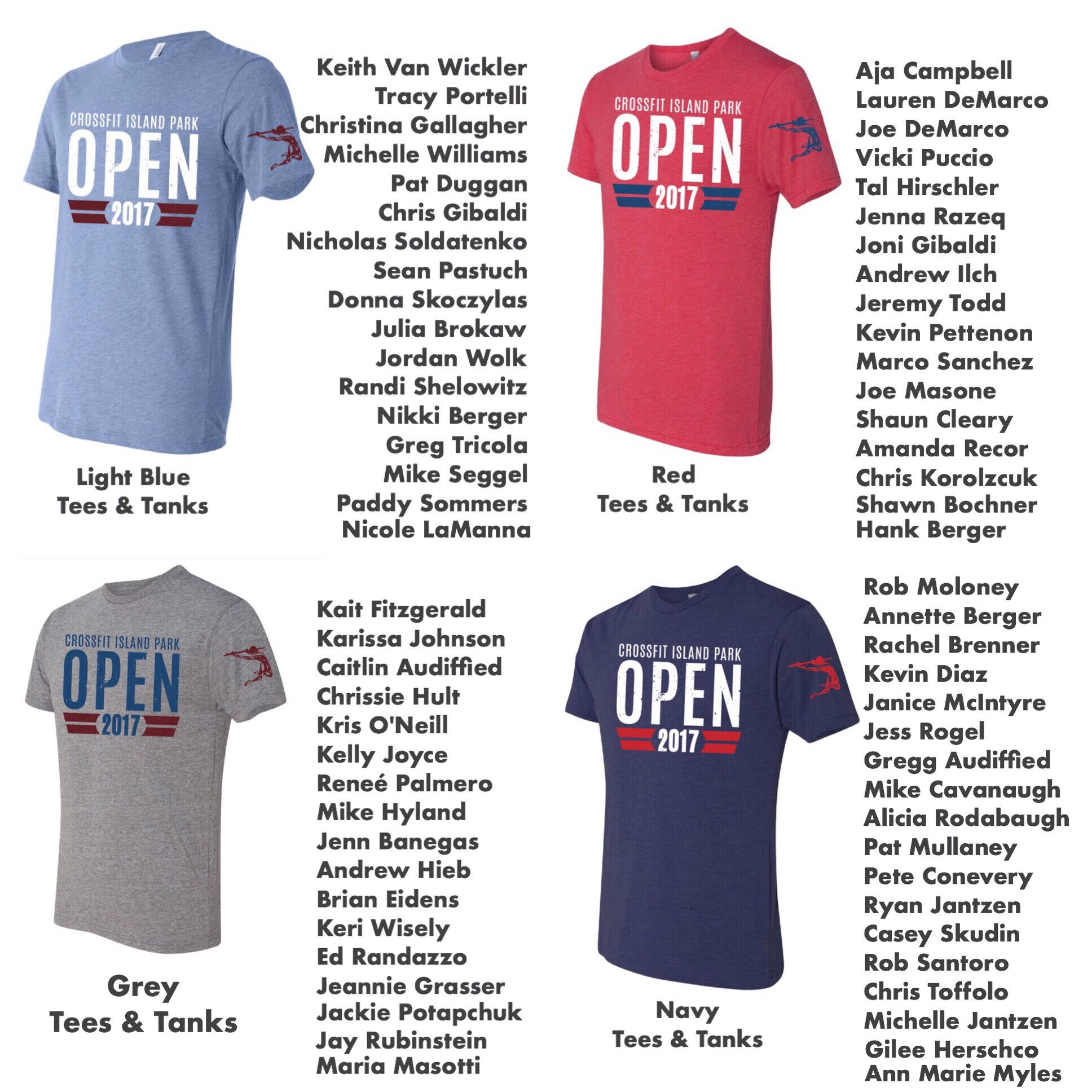 Men will get tees and ladies will get tanks.