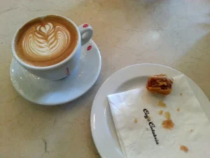 Caffe Calabria Latte and Cinnamon Walnut Rugalach