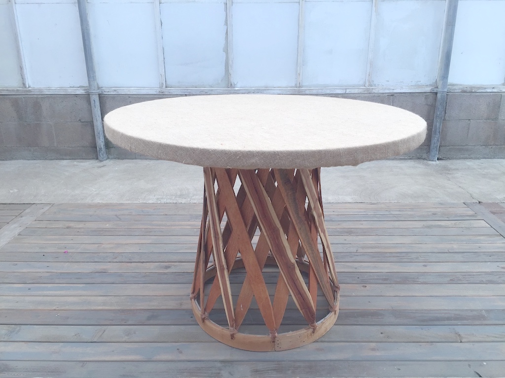 Equipales Round Table w Burlap