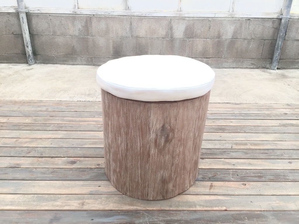 Weathered Stool w Seat Cushion