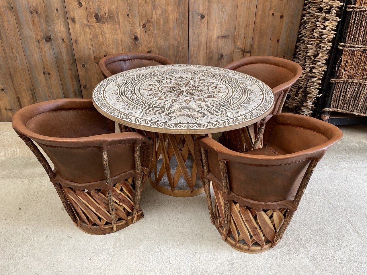 Puebla Table w Tobacco Equipales 5pc Set