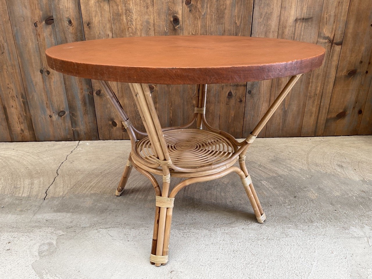 Tobacco Table w Rattan Base