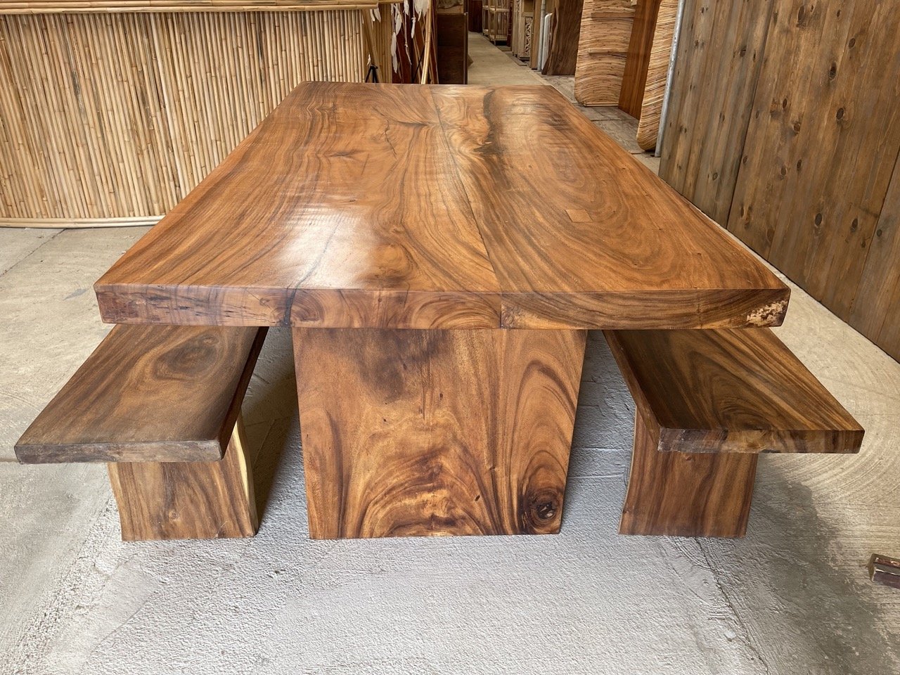 Acacia Table & Acacia Bench 3pc Set