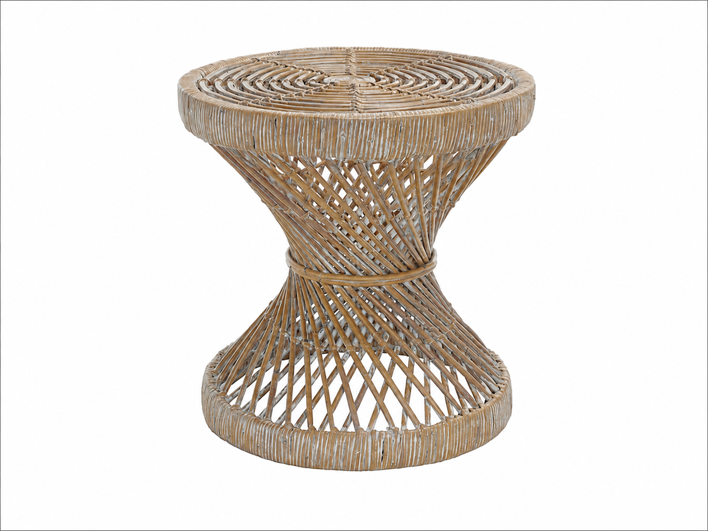 Grey Woven Hourglass Side Table
