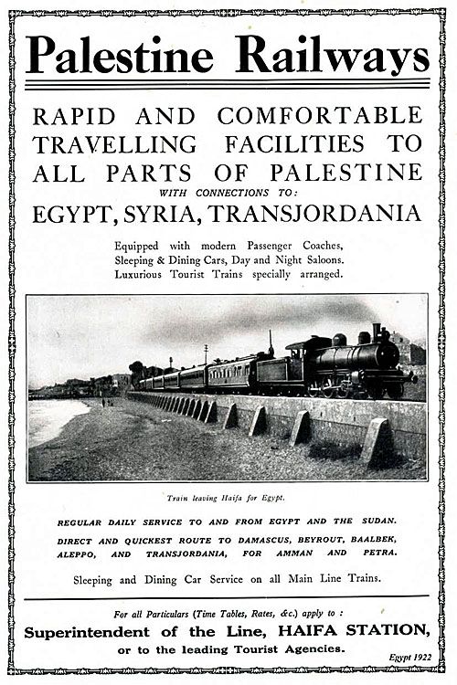 1922 poster showing Palestine Railways