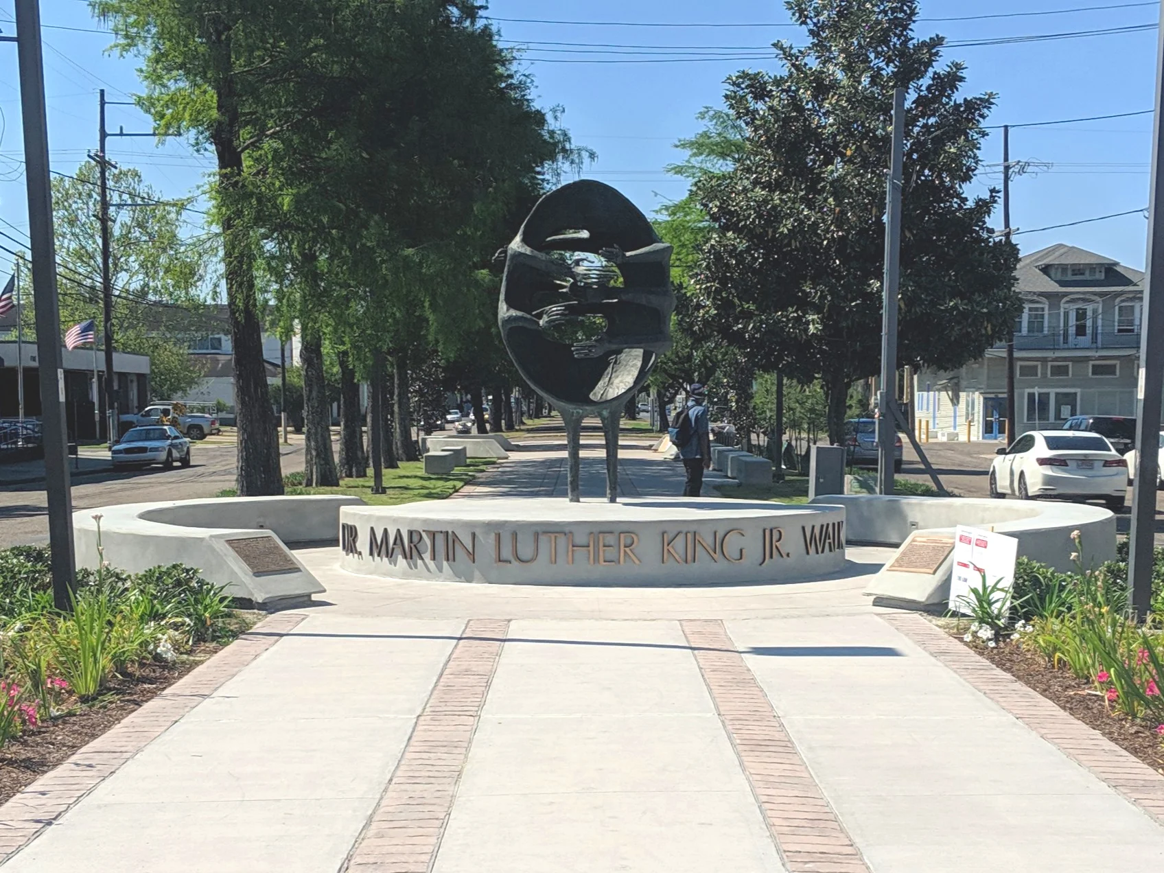 Improvements to the sculpture plaza at the intersection of Martin Luther King and Oretha Castle Haley boulevards are complete, and a re-dedication was held on Friday April 12, 2019 More