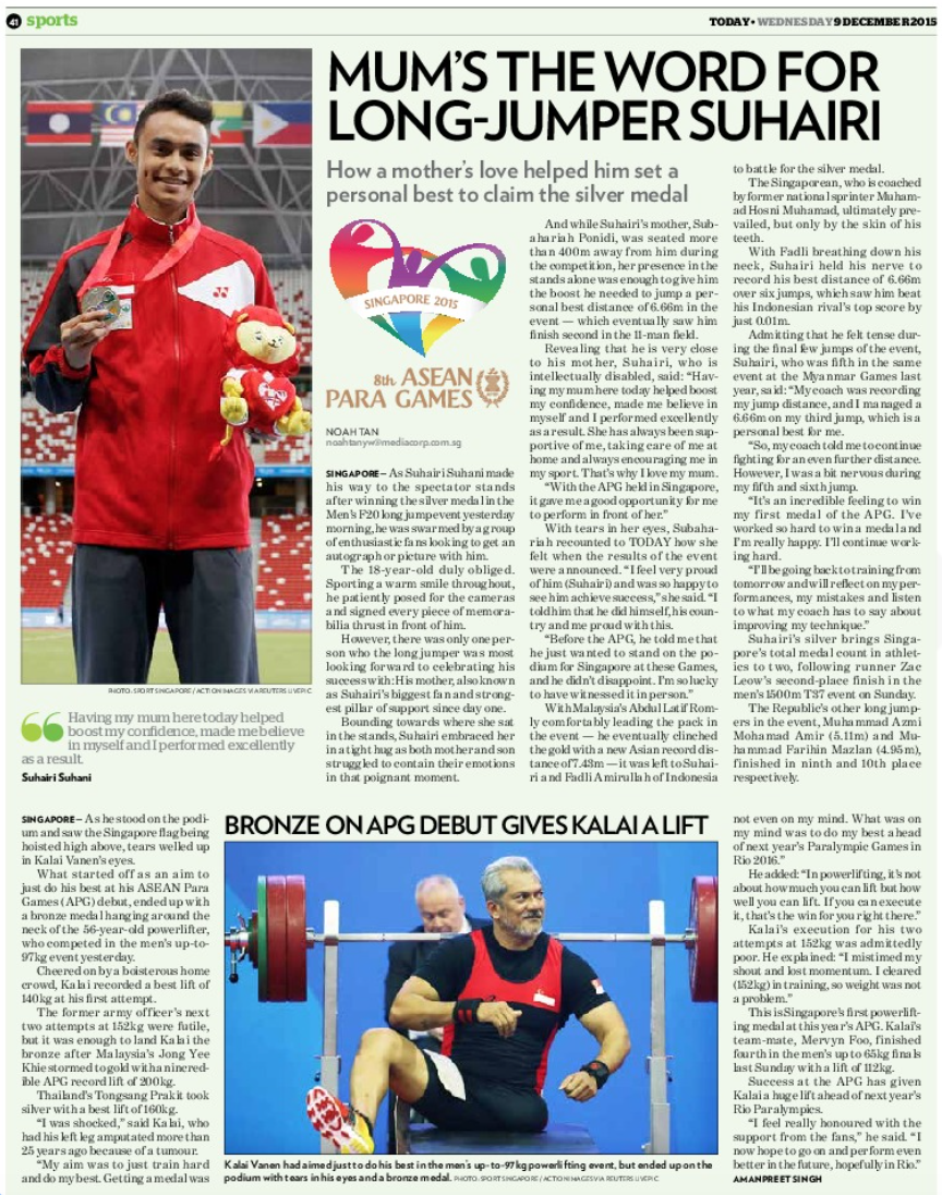  8th ASEAN Para Games, TODAY (www.todayonline.com) 