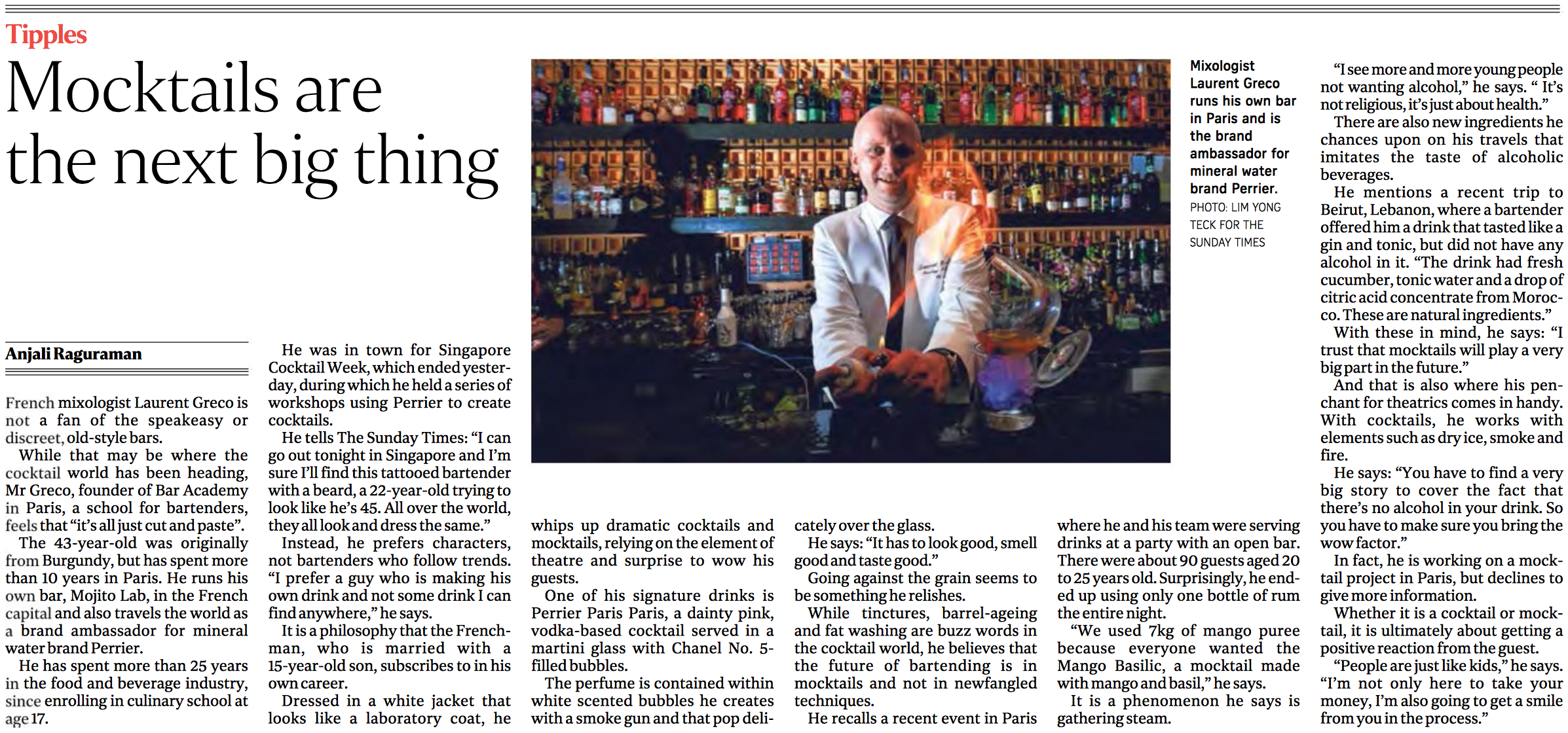  Laurent Greco feature for The Straits Times (www.straitstimes.com) 