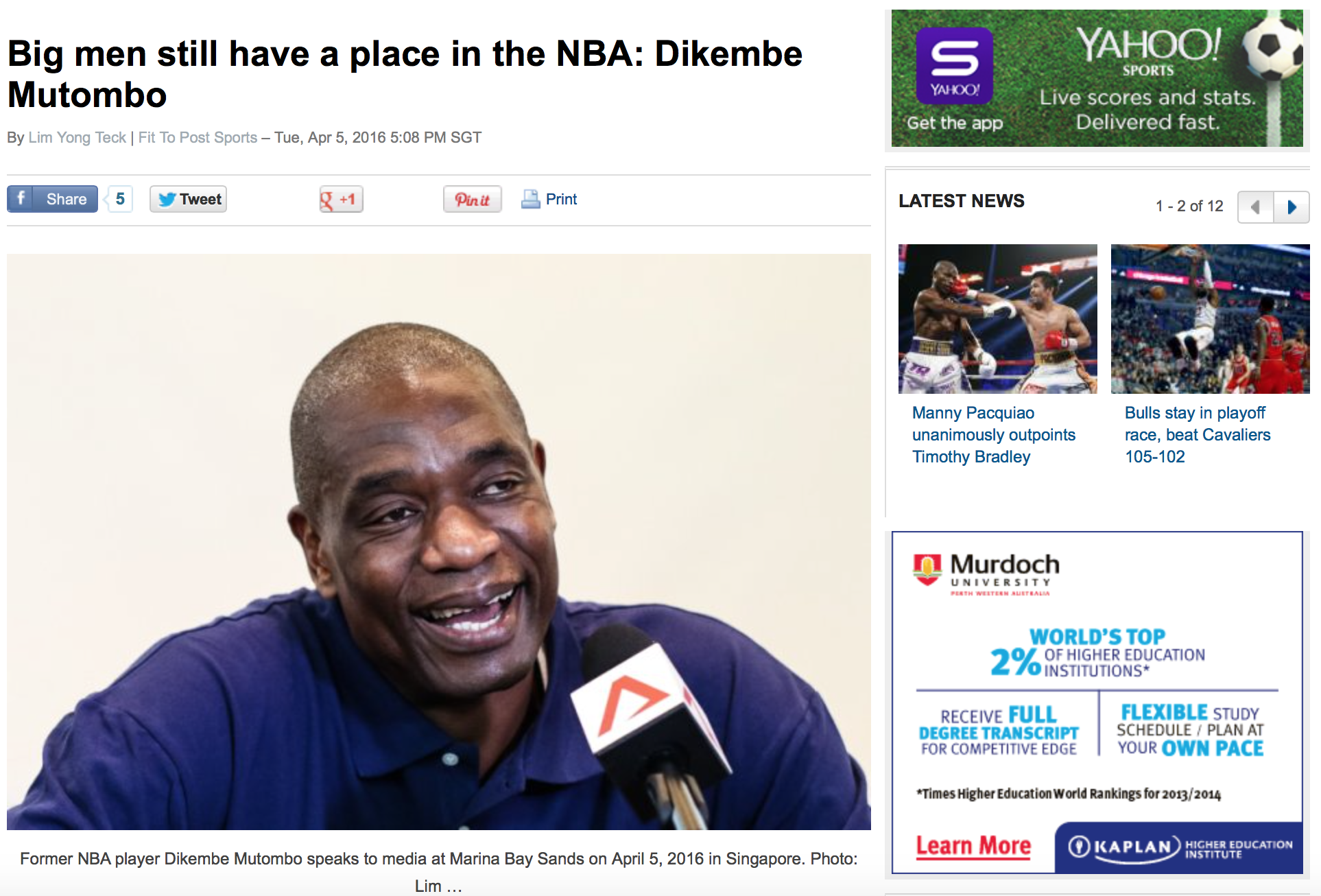  Dikembe Mutombo for Yahoo!&nbsp;(www.yahoo.com) 