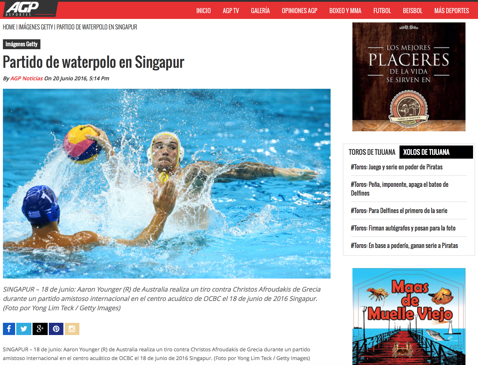 Australia vs Greece international water polo friendly match for Getty Images (www.gettyimages.com)