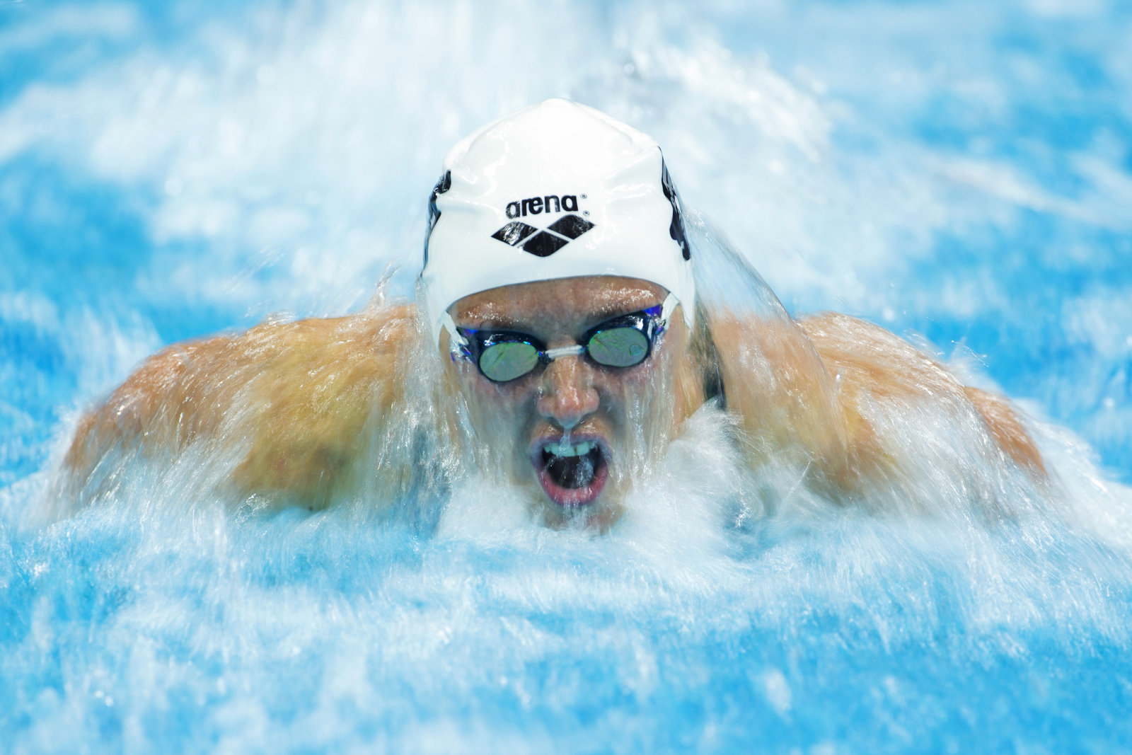 Katinka Hosszu of Hungary swims during the women's 200m butterfly final on day two of the FINA/airweave Swimming World Cup 2015 at OCBC Aquatic Centre on October 4, 2015 in Singapore.