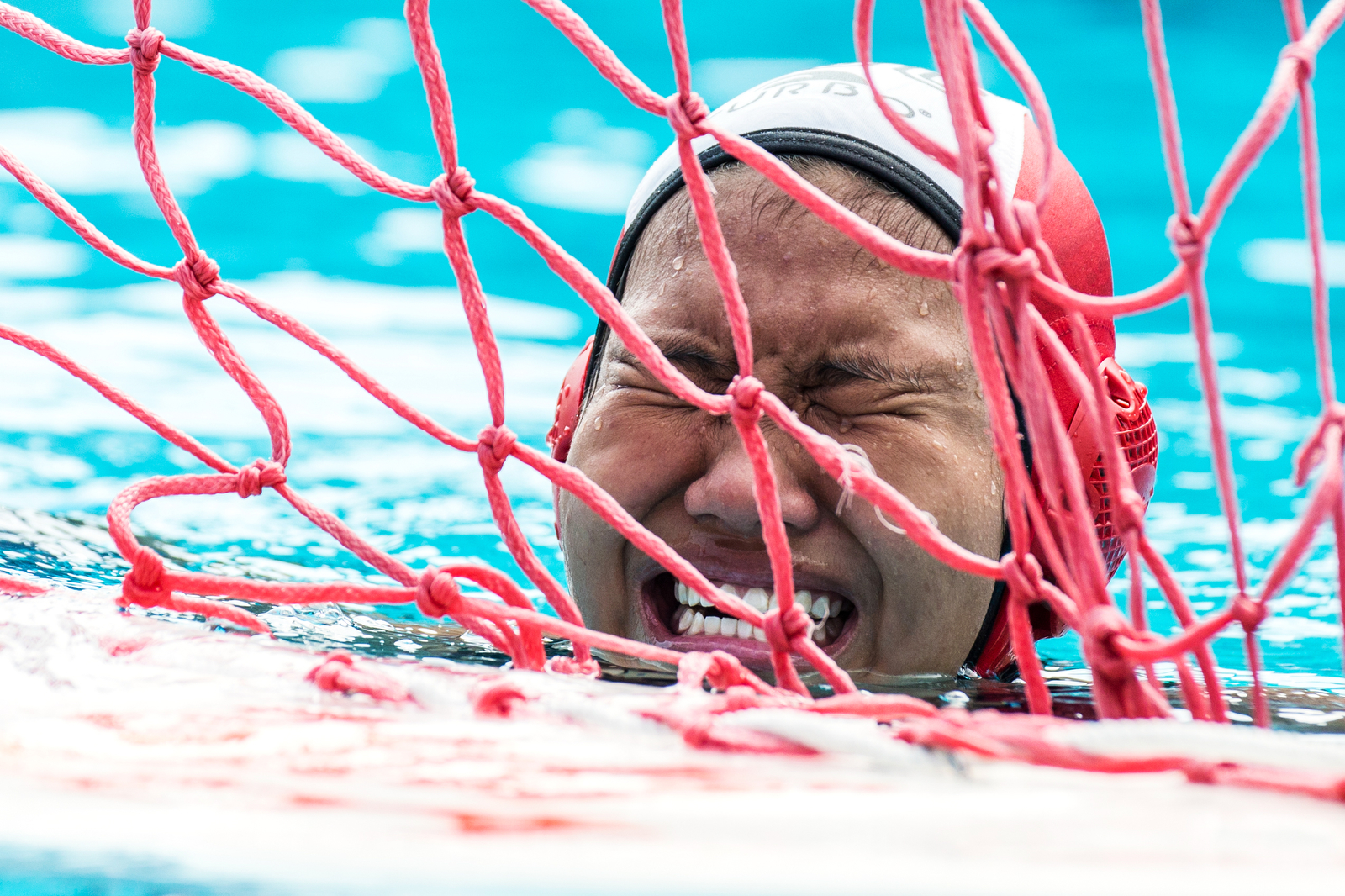 Emelia Tan of Temasek Junior College shows her frustrations after her team lost in the final of the National 'A' Division Girls' Water Polo Championship at PESEB on April 7, 2015 in Singapore.