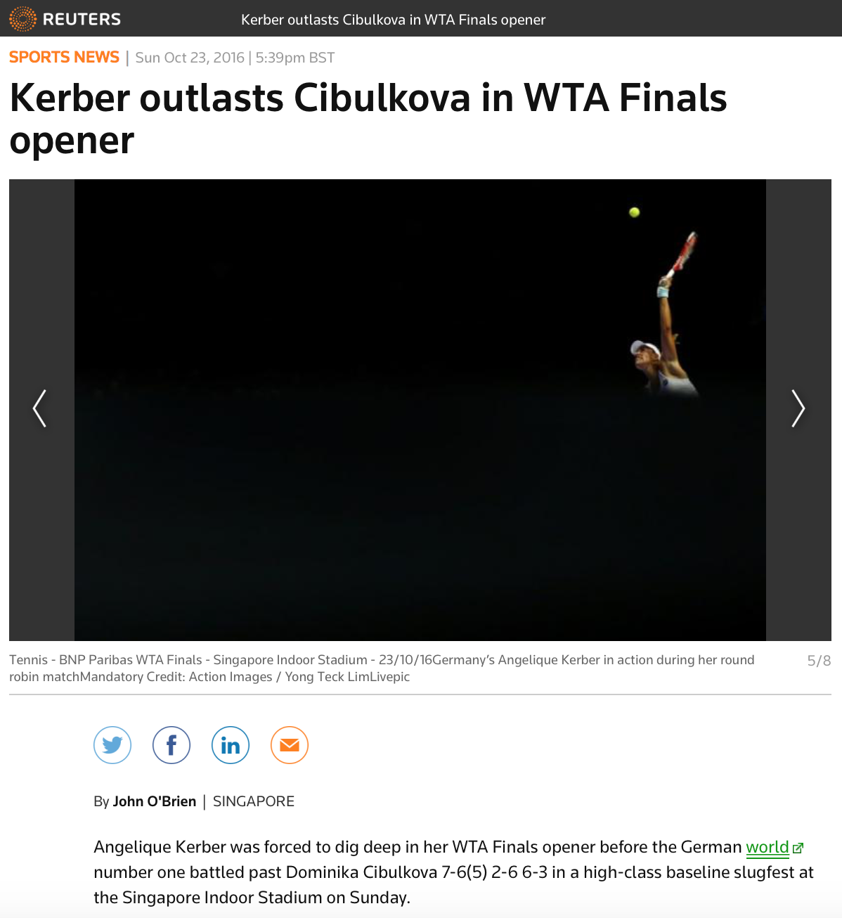 WTA Finals for Action Images (www.actionimages.com)