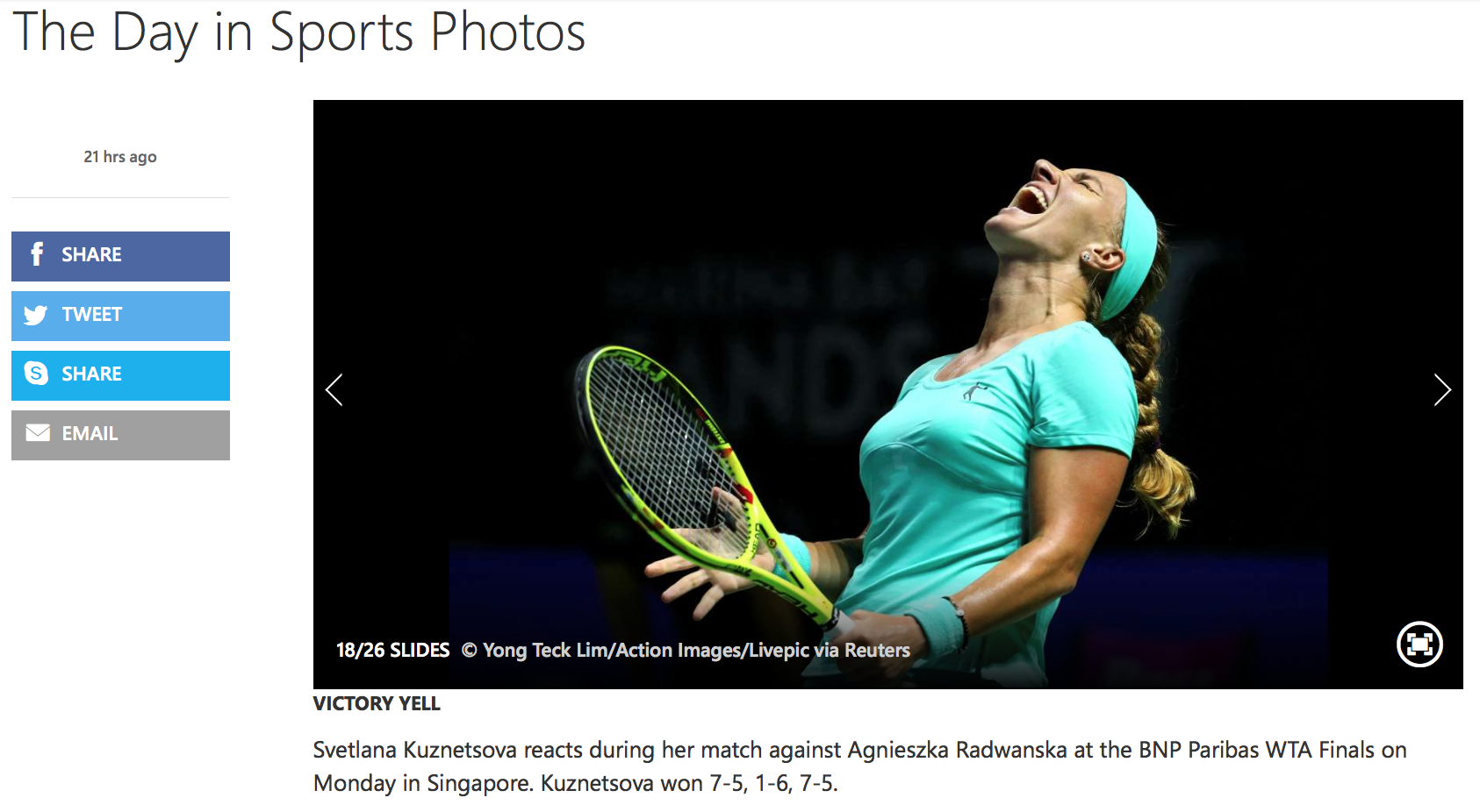 WTA Finals for Action Images (www.actionimages.com)