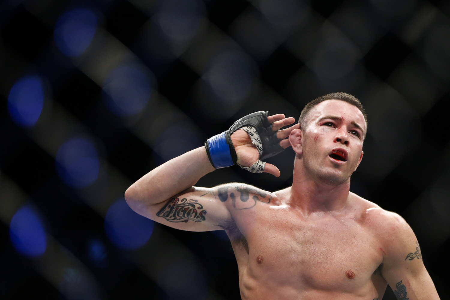  Colby Covington of the United States reacts after his welterweight bout win over Dong Hyun Kim of South Korea at the UFC Fight Night at the Singapore Indoor Stadium on June 17, 2017. 