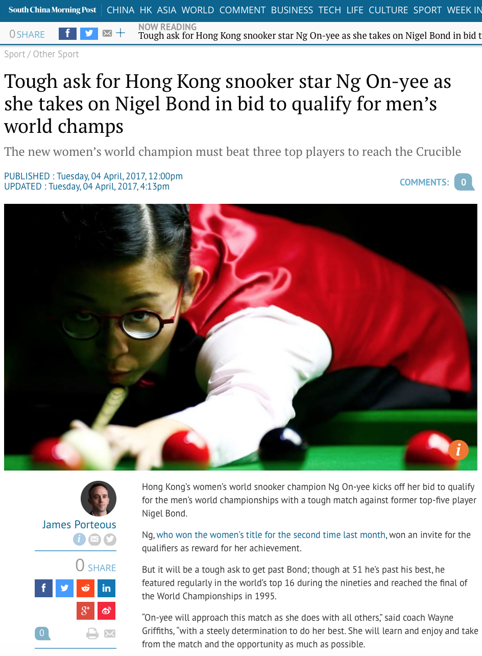 Singapore Women's Snooker Open for Reuters (pictures.reuters.com)
