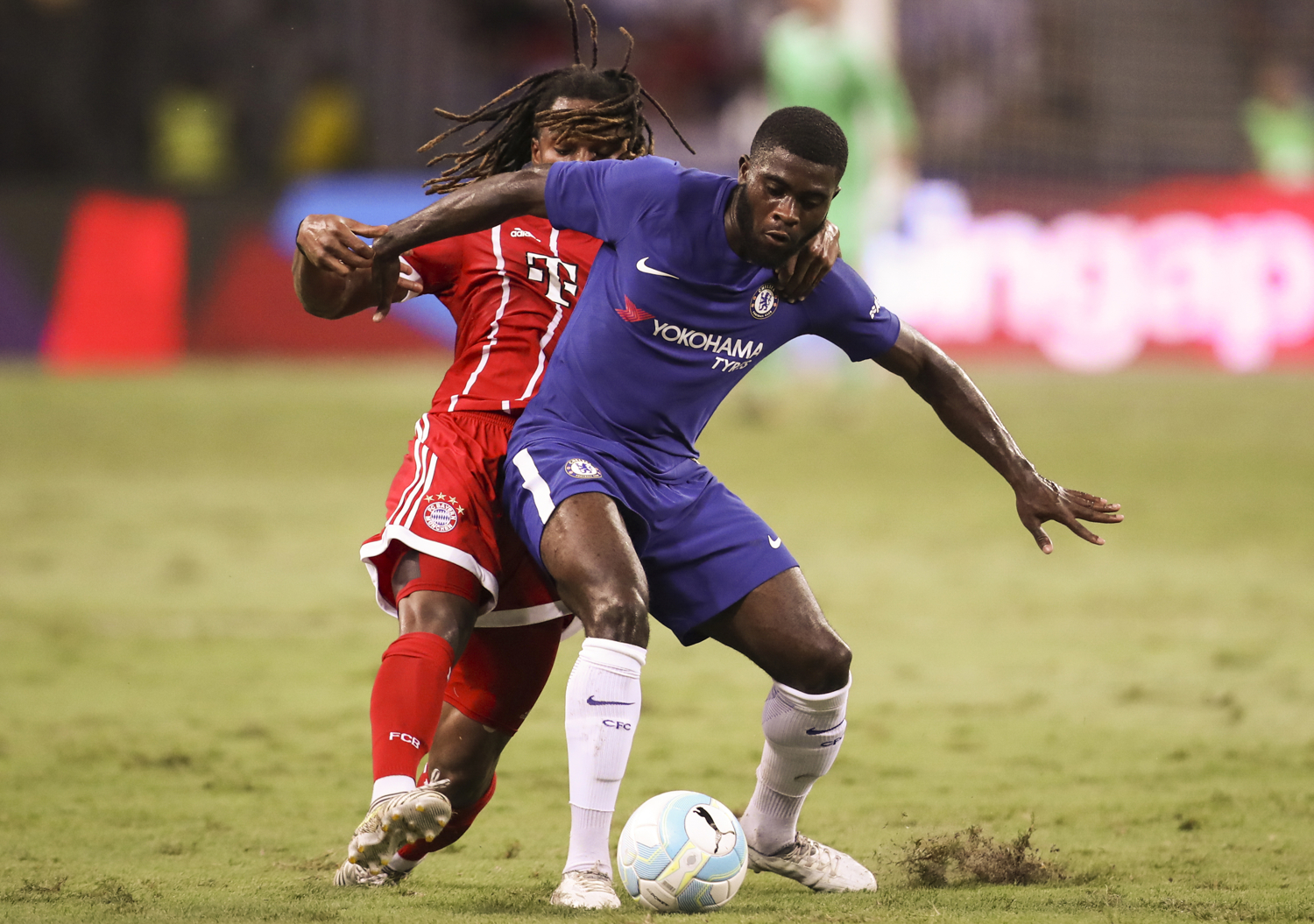  Soccer Football - Chelsea vs Bayern Munich - International Champions Cup - Singapore - July 25, 2017 Chelsea's Jeremie Boga in action against Bayern Munich's Renato Sanches REUTERS/Yong Teck Lim 