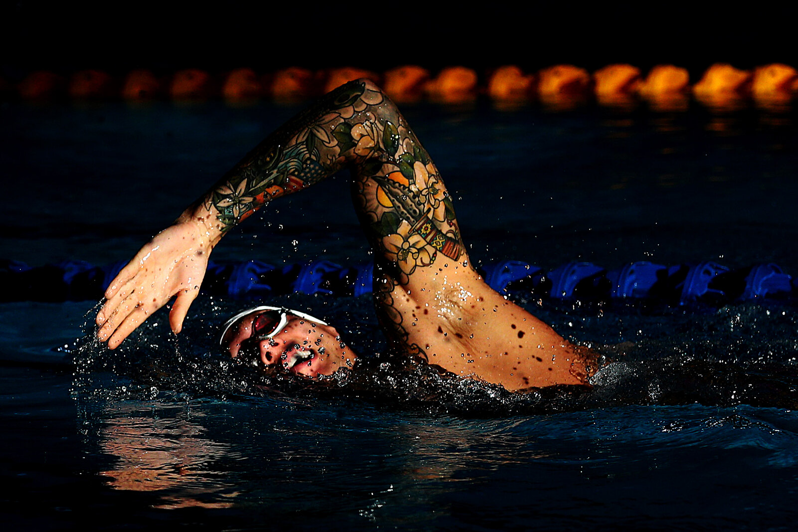  SINGAPORE, SINGAPORE - JULY 13: Caeleb Dressel of the United States swims during a training session at the OCBC Aquatic Centre on July 13, 2019 in Singapore. (Photo by Yong Teck Lim/Getty Images) 