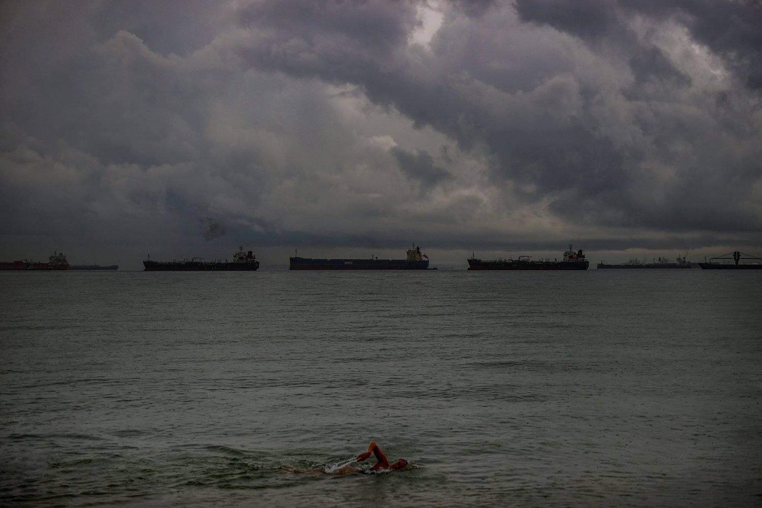  Open water swimmer Chantal Liew trains at East Coast Park on August 30, 2021 in Singapore. 