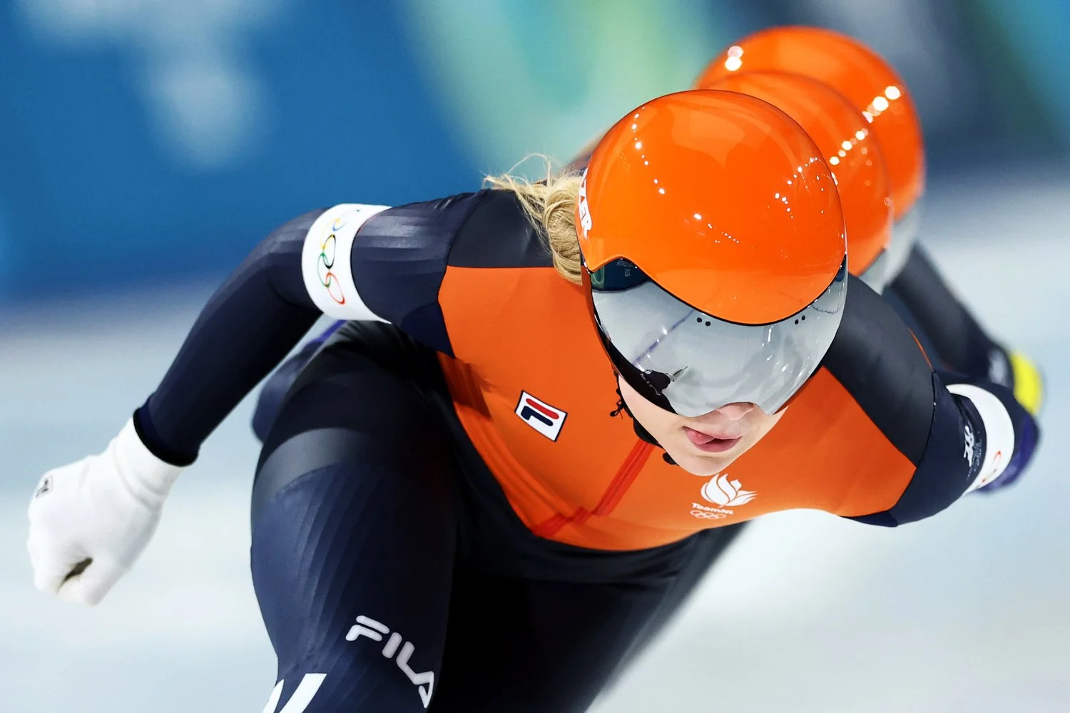  MILAN, ITALY - FEBRUARY 17: Joy Beune of Team Netherlands competes in final A of the Speed Skating Women's Team Pursuit on day eleven of the Milano Cortina 2026 Winter Olympic games at Milano Speed Skating Stadium on February 17, 2026 in Milan, Ital