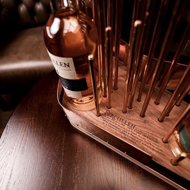 These POS units we designed and made for @fercullenirishwhiskey in time for the launch of their beautiful visitor centre in Powerscourt Estate. A combination of 2 types of timber forms a heavy base with a light gap which has nearly 100 copper and bra