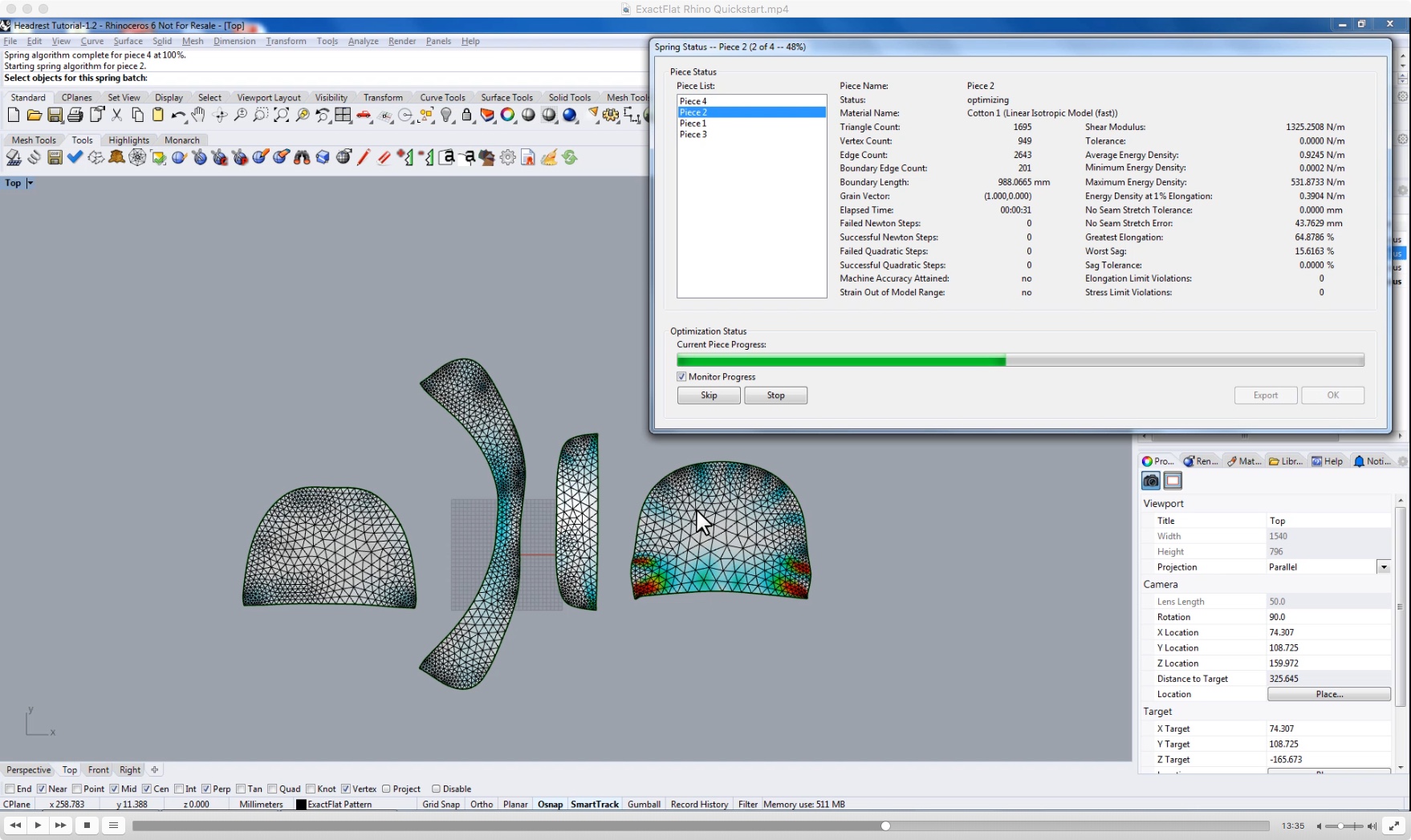 3D to 2D converter with ExactFlat for Rhino 3D