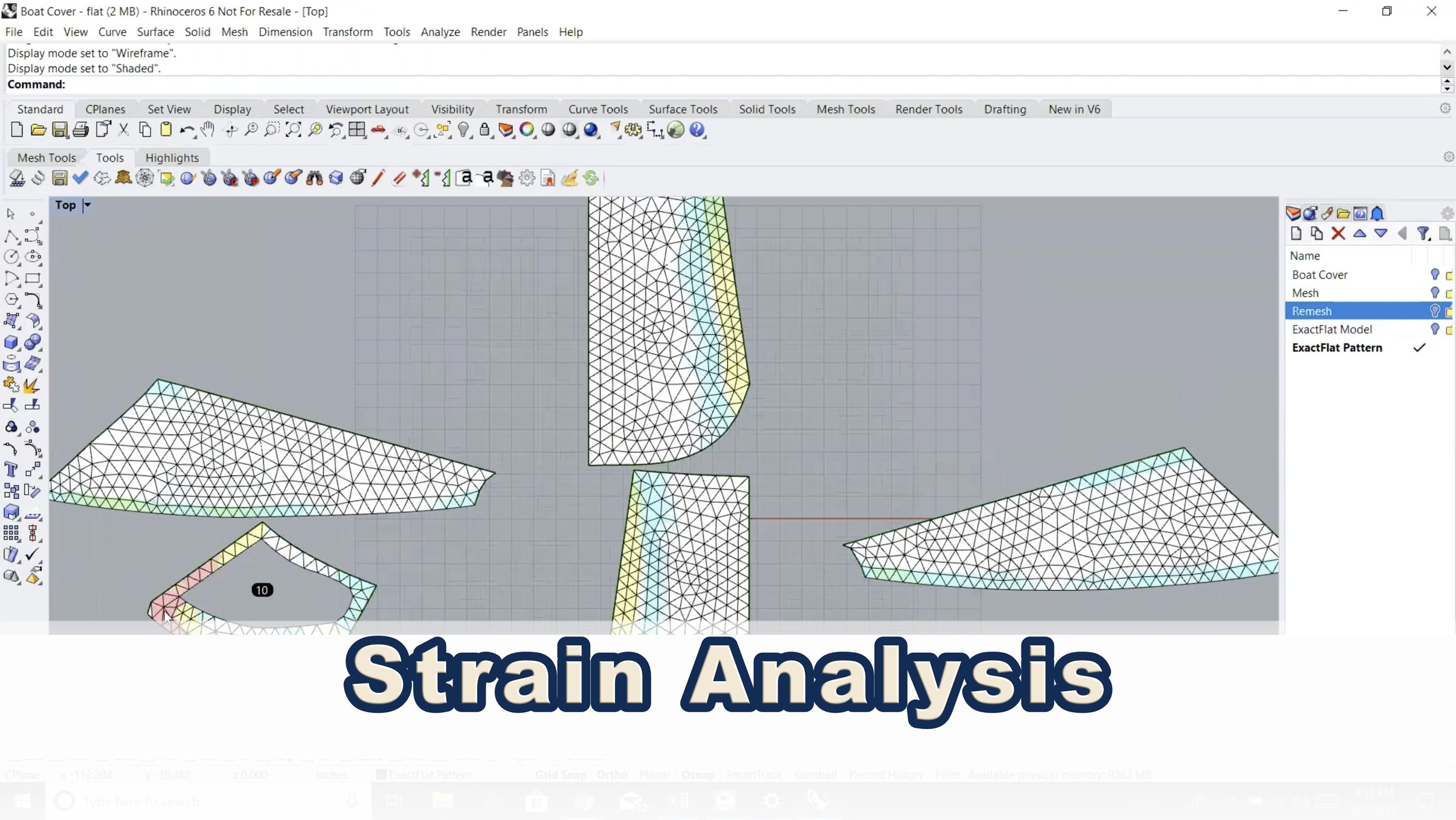 ExactFlat colour coded stress analysis of the 2D pattern